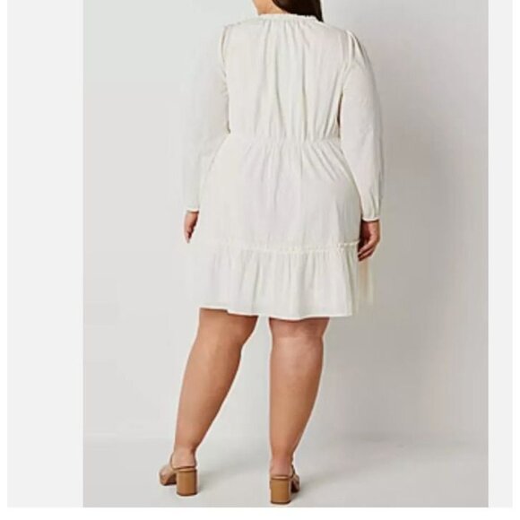 Frye and Co. Women’s Long Sleeve Shirt Dress Ivory L - Picture 2 of 9